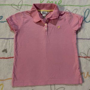 Lilly Pulitzer Pink Short Sleeve Polo Yellow Palm Tree Top Shirt Girls sz 7